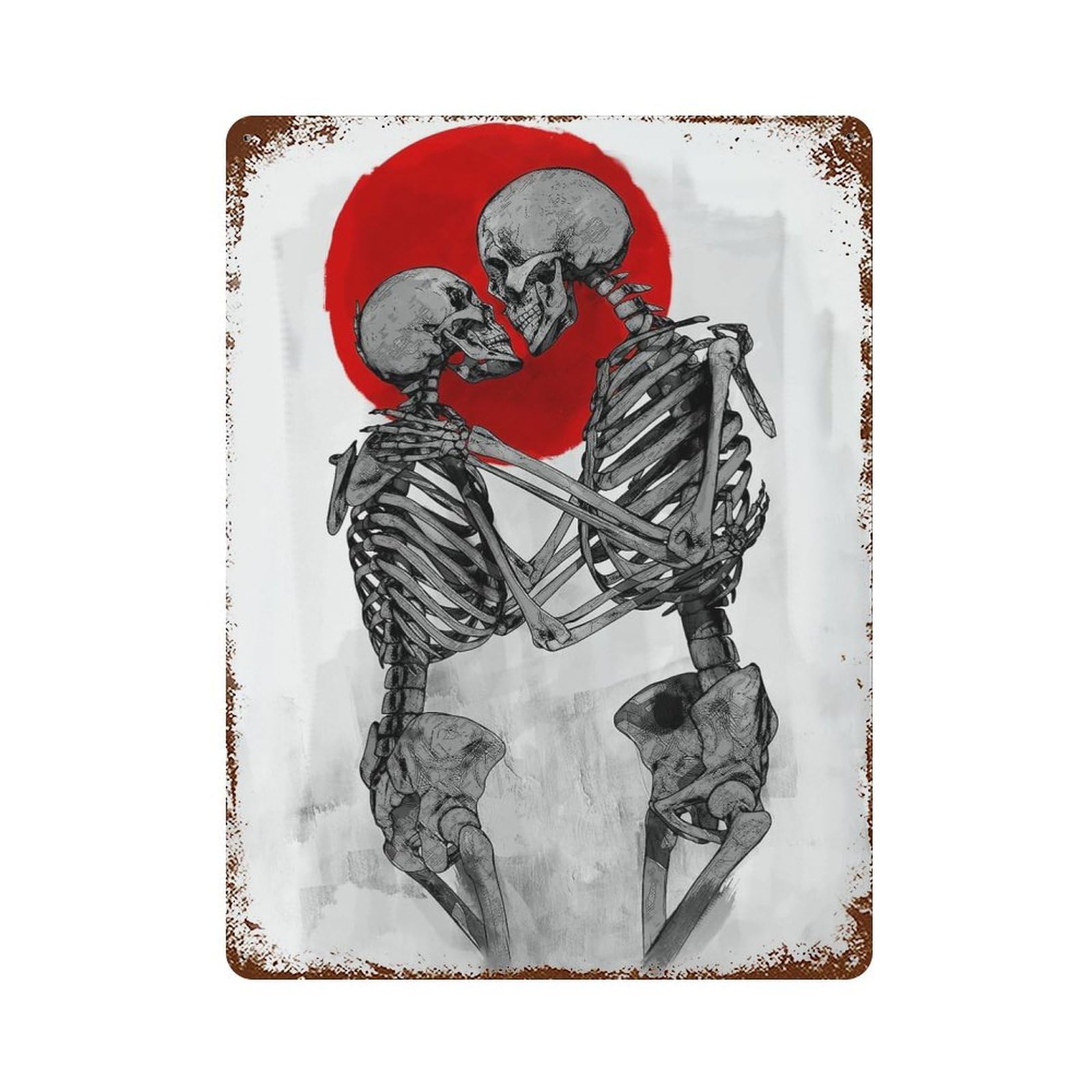 Aged Metal Wall Plaque with Under The Blood Moon Design 15.7"x11.8", for Cafe, Home Bar And Lounge Decor, Novelty Wall Decor