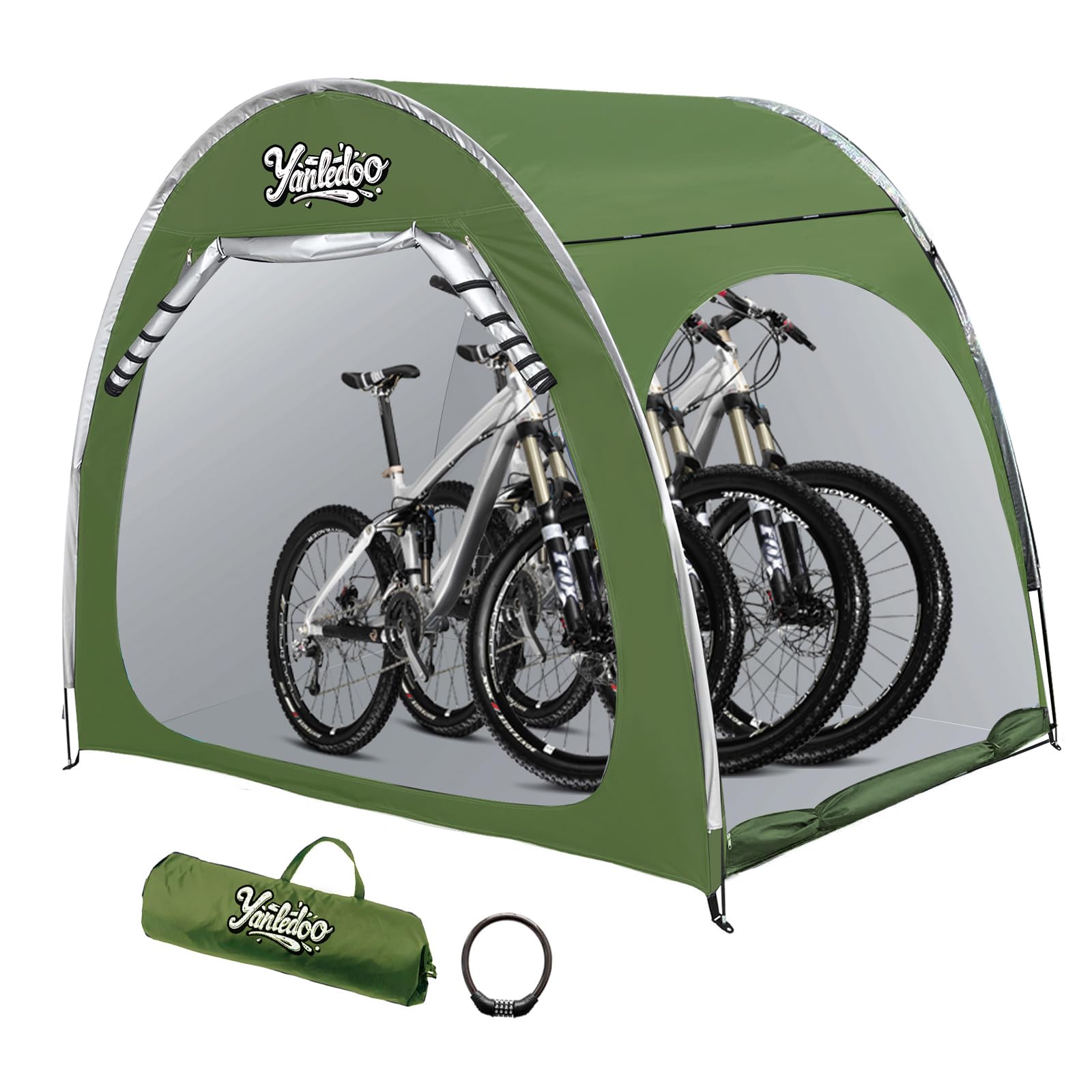 Yanledoo Large Bike Storage Tent, Fits 2-4 Bikes, Outdoor Shelter(Green) — image 1