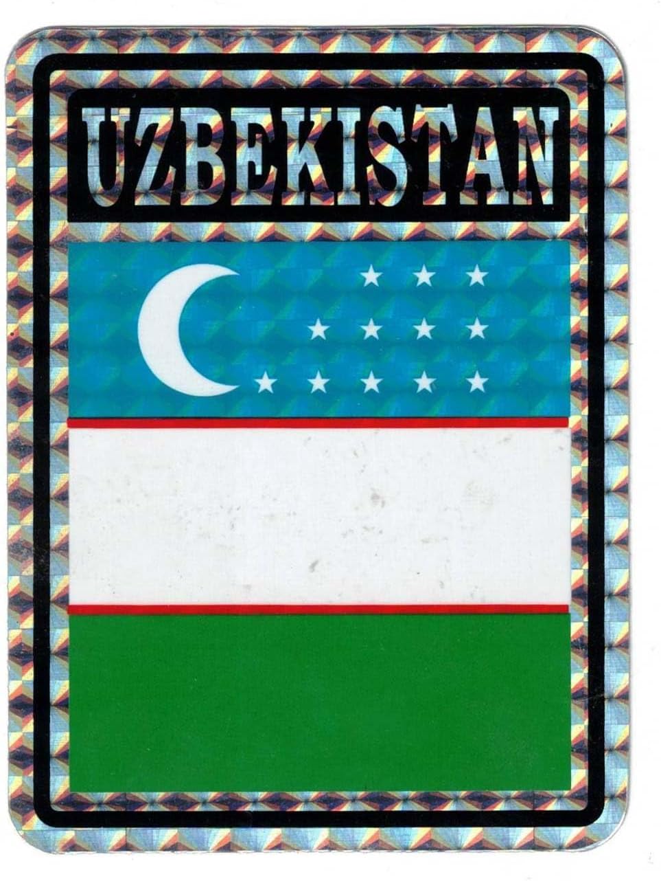 Pack of 50 Uzbekistan Country Flag Reflective Decal Bumper Sticker DC-249