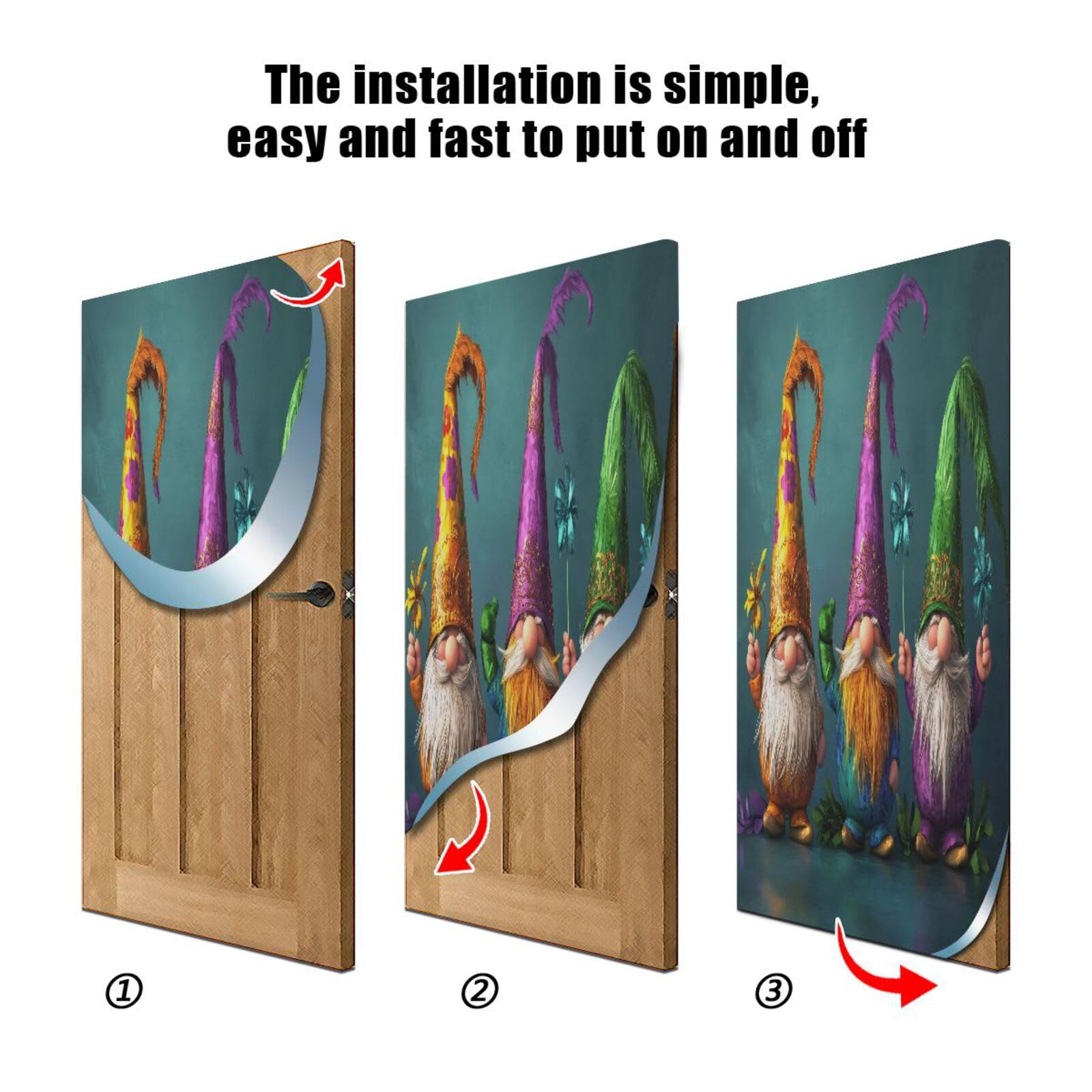 FLildon Mardi Gras Gnomes Carnival Door Cover Decoration, Party Accessory Porch Decor for Festive Ornament Room Door Covers 35 x 79 Inch