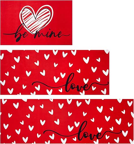 MATBAR Regalos para mamá, juego de 3 tapetes de cocina antideslizantes y lavables, para el día de la madre, día de San Valentín, juego de 3 piezas