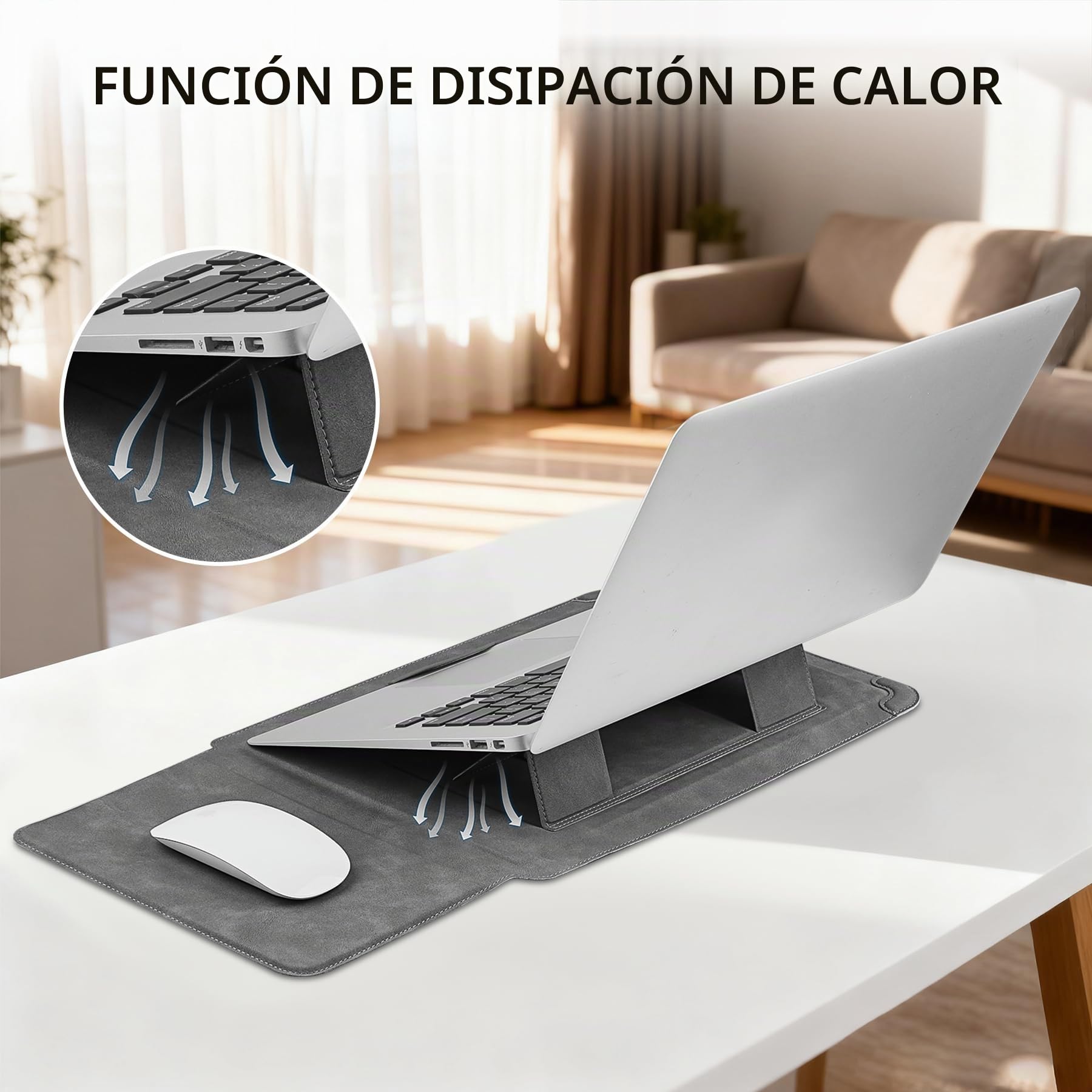 HoYiXi 13,3'' Funda Estuche para Portátiles Bolsa con Soporte para MacBook Neo 2026/MacBook Air/Pro 13 (M4/M3/M2/M1), Surface Pro 8 2021, iPad Pro 12.9 & 13-13,3" DELL Acer Laptop Sleev,Gris Oscuro