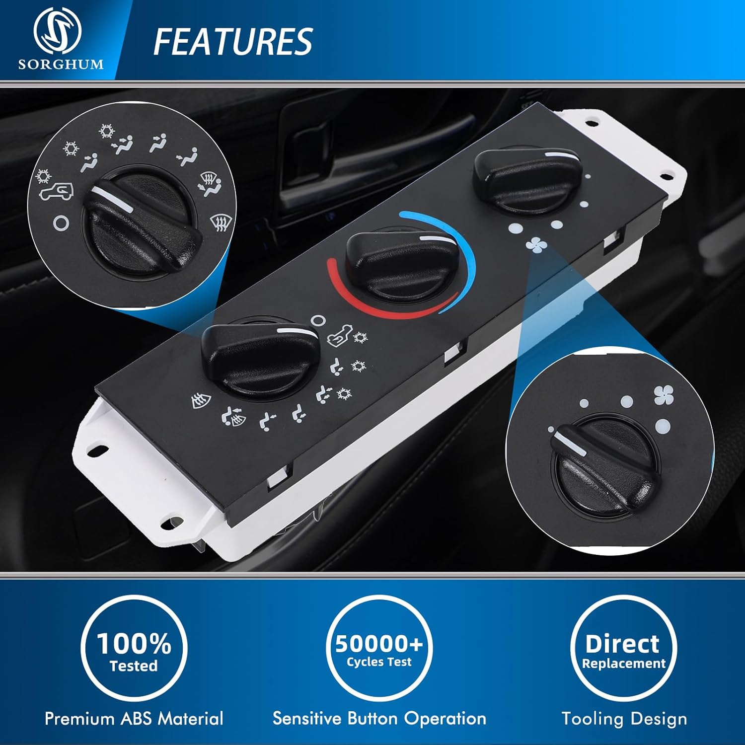 Sorghum Climate Control Module - A/C Control Panel Module Air Conditioning Heater Control Switch Compatible with 1999 2000 2001 2002 2003 2004 Jeep TJ Wrangler Replace OEM HS-373 55037473AB SW2348