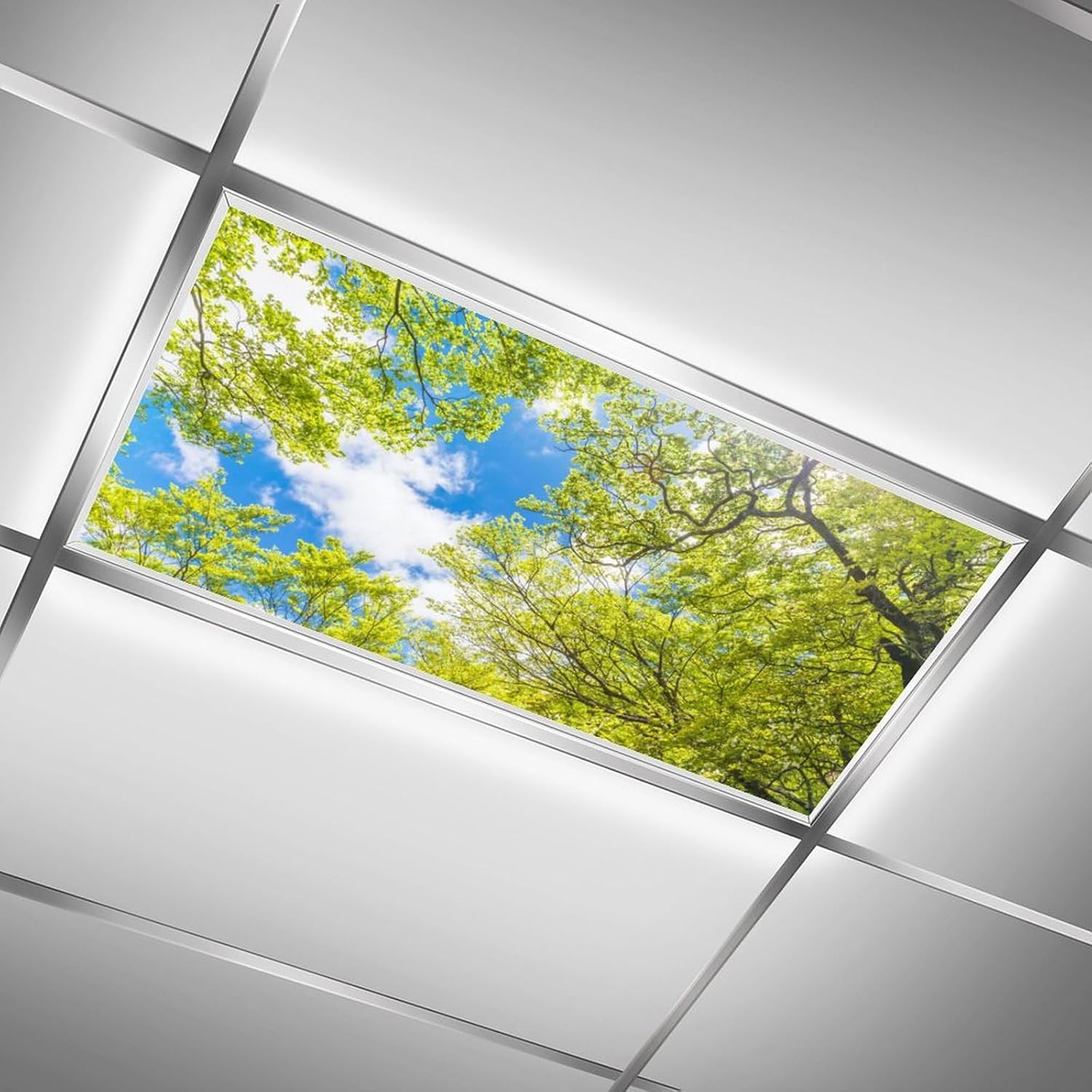 2PCS Fluorescent Light Covers for Classroom Ceiling Lights Magnetic Light Covers,Fluorescent Light Filters for School Home Office Drop Ceiling Lamp Decor Light Filters(Tree)