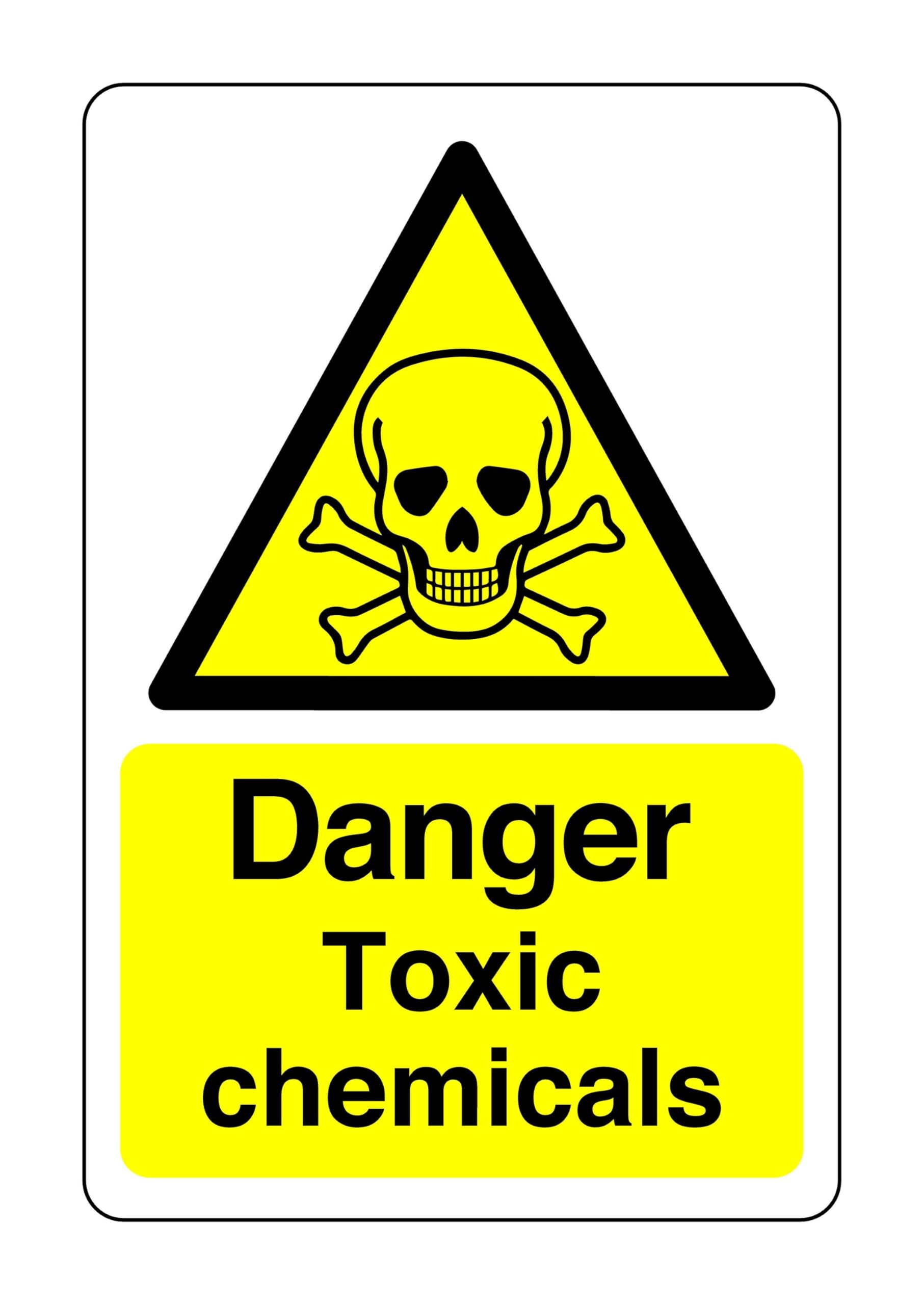 Safety First Display Ltd Yellow/Black Danger Toxic Chemicals Sign - Corrosive, Hazardous, Chemicals, Harmful, Irritant - 1.2Mm Rigid Plastic For Indoor/Outdoor Usage (300Mm X 200Mm) Viewing Distance Within 7M.