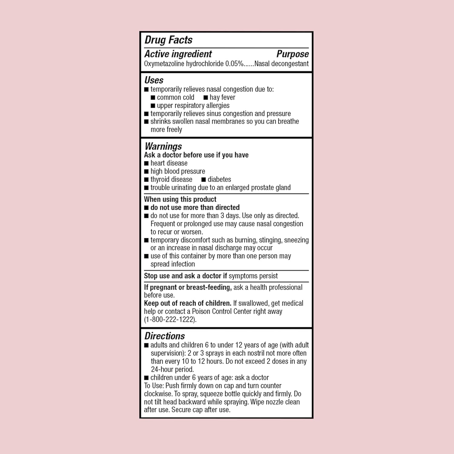 AWY Equate - Nasal Spray Original (Compare to Afrin), 1 Oz (Pack of 4) Includes Exclusive Guide