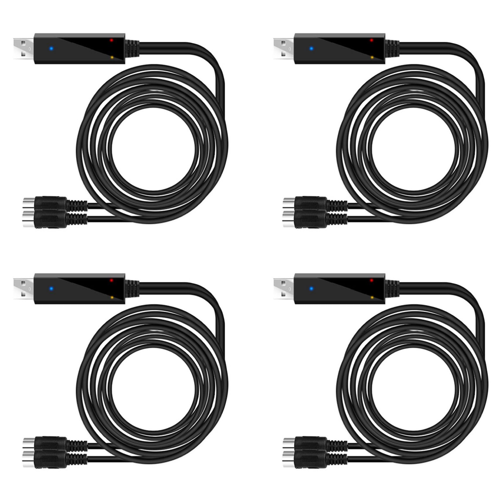 4X Convertidor de Cable Midi USB Interfaz USB A Cable Midi de Entrada y Salida Funciona para PC Laptop Teclado de Piano en Estudio de MúSica de 6,5 Pies