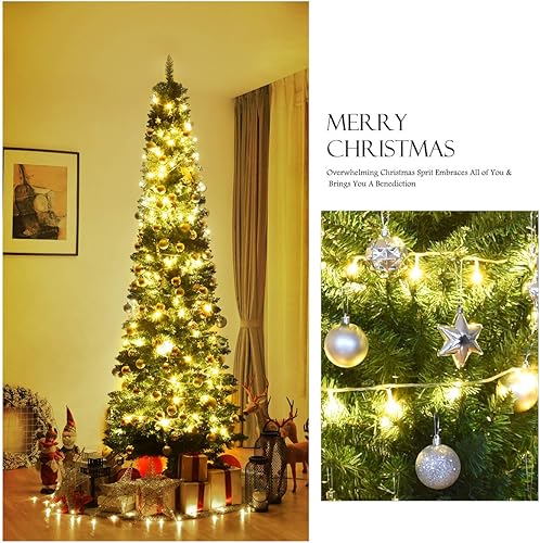 Miniatura 173 de Goplus - Árbol de Navidad artificial cónico de 6 pies, 340 puntas de rama, agujas de cloruro de polivinilo premium, delgado con soporte de metal