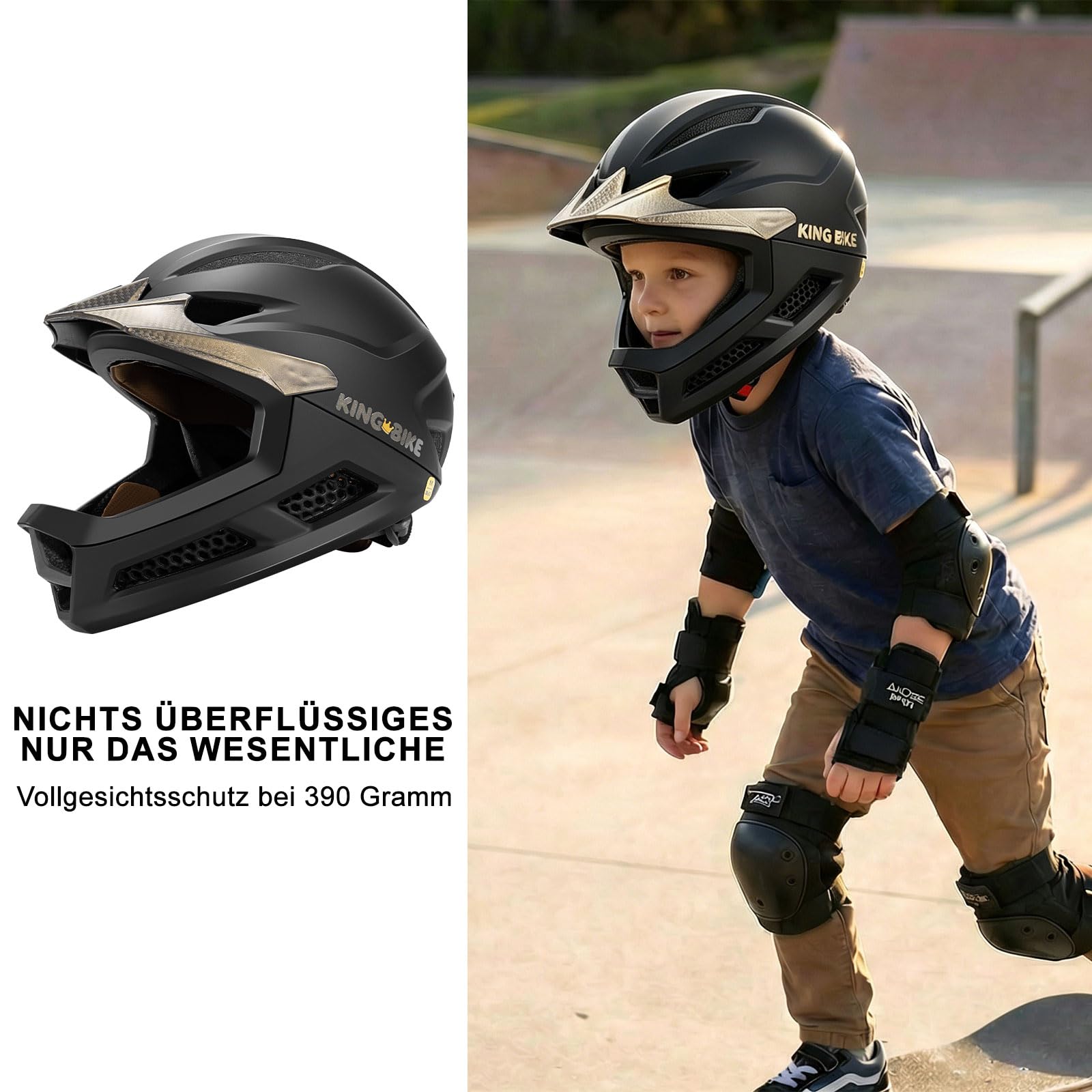 Casque de vélo intégral pour enfant à partir de 3 à 5 à 8 ans, protection intégrale pour vélo, scooter et sport pour garçons et filles