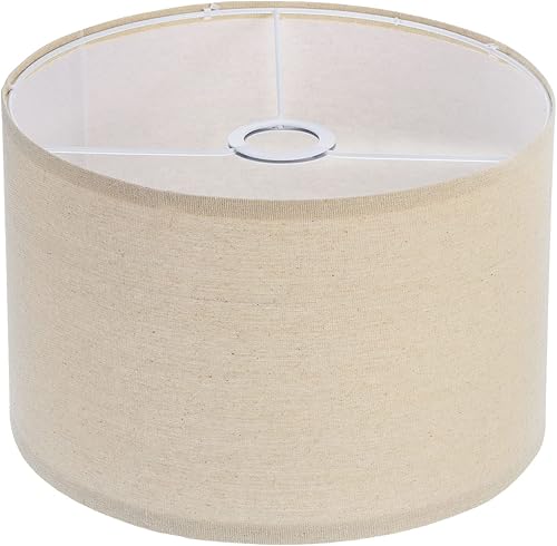 PATIKIL Pantallas de lámpara de tambor, 12 x 12 x 8 pulgadas, pantalla de lino de fácil montaje para lámparas de mesa, lámparas de pie, luces Crema