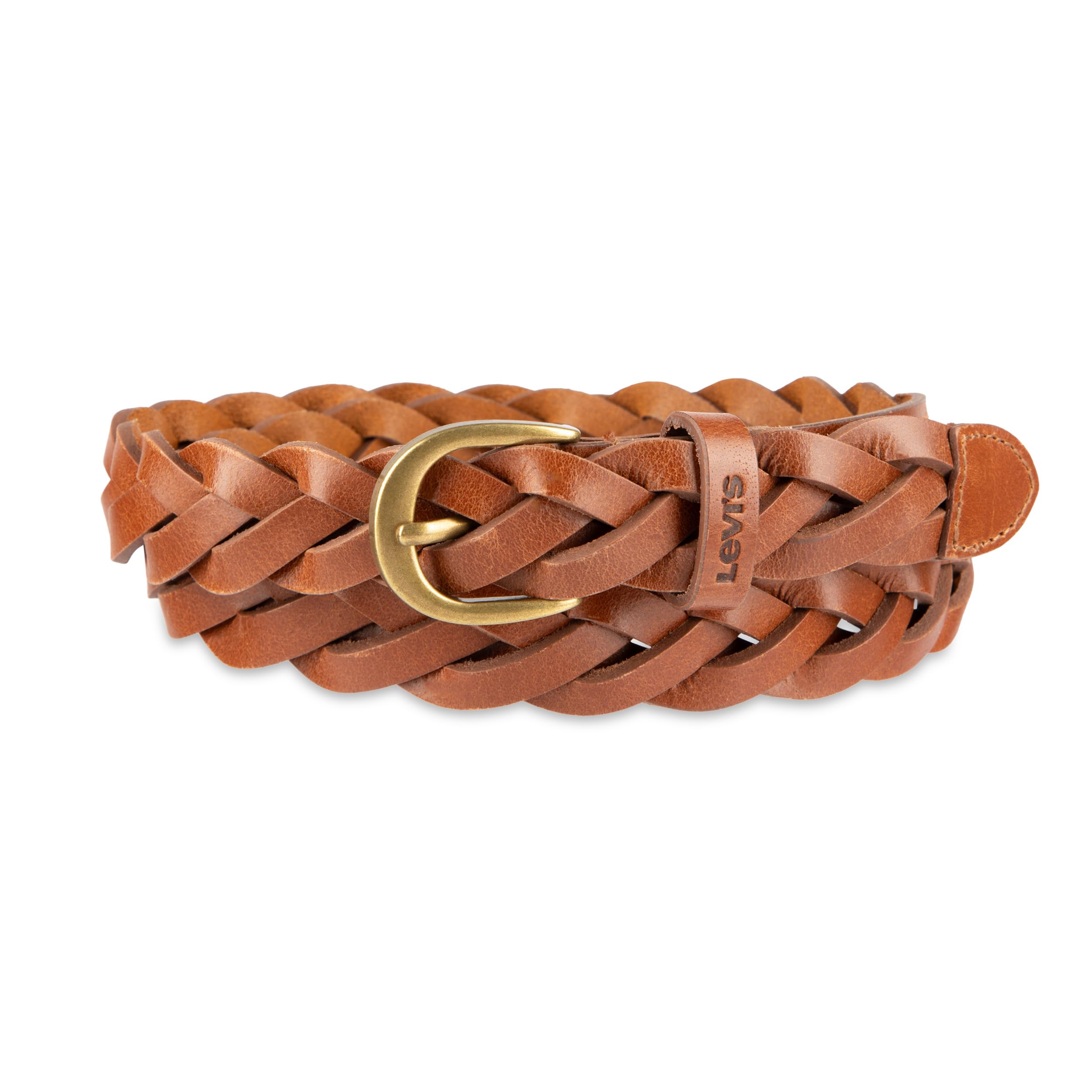 Levis Womens Fully Adjustable Casual Leather Braided Belt for Jeans and Dresses