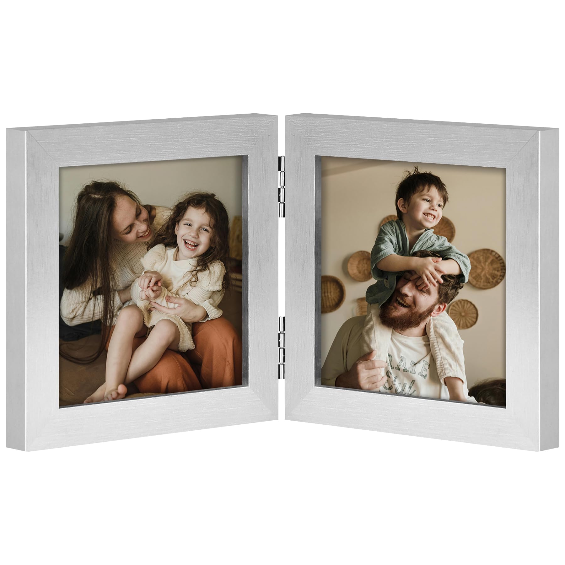 decorUhome Double 4x4 Picture Frame Vertical, Silver โ image 1