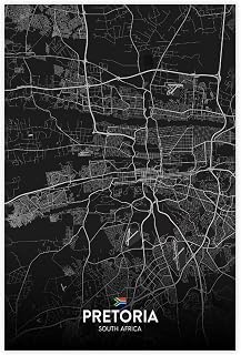 CFIOZYOS Black And White Map Pretoria ZA Print Black Minimalist City Line Map Living Room Decor Canvas Poster Wall Art Unframe 12x18inch(30x45cm)