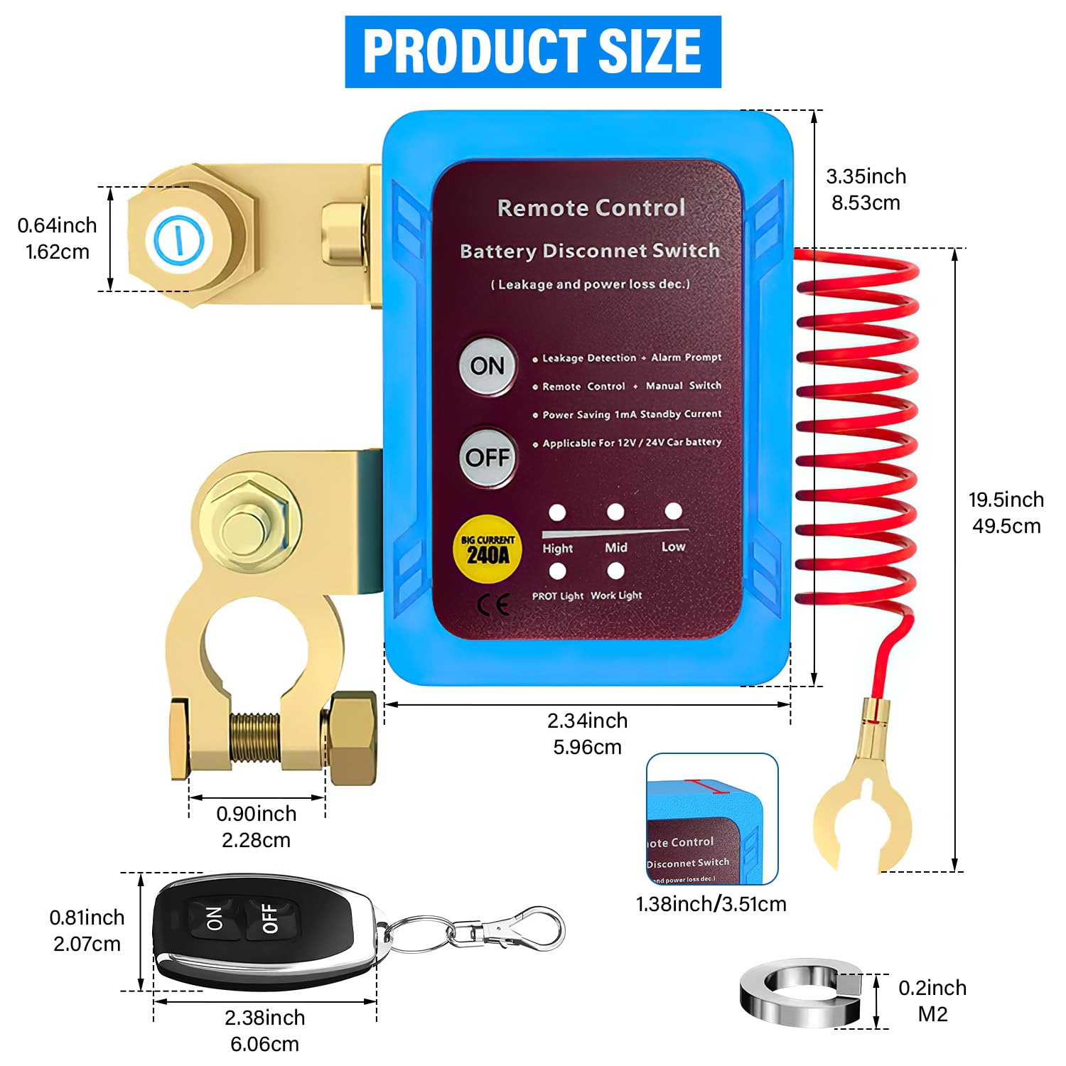 Sehawei Coupe Circuit Batterie pour Voiture, RV, ATV, Camion,Moto Bateau | 12V 240A, Coupe Circuit Voiture avec 2 Télécommandes, Interrupteur D'arrêt Automatique