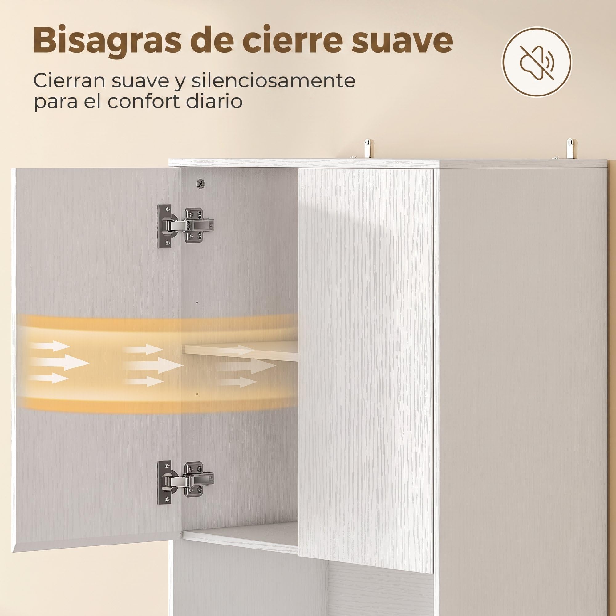 HOMCOM Alacena de Cocina Alta 4 Puertas, Cierre Suave 60x30x170 cm Blanco | Mueble Auxiliar de Cocina, Estantes Ajustables, 2 Compartimentos Abiertos, para Comedor, Salón