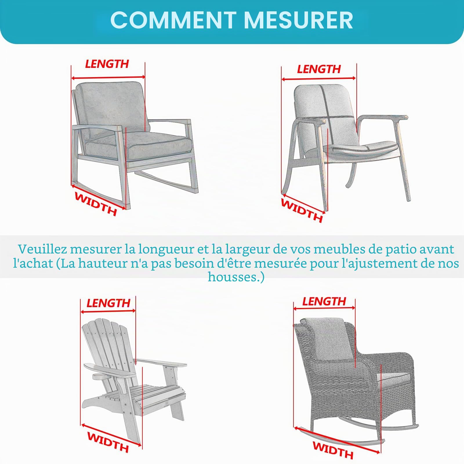 GARPROVM Housse de Chaise de Jardin 2 pièces, Housse pour Fauteuil 89x97x74cm, Housse de Protection pour chaises Extérieur, Tissu Oxford 420D Imperméable, bâche pour chaises de Balcon