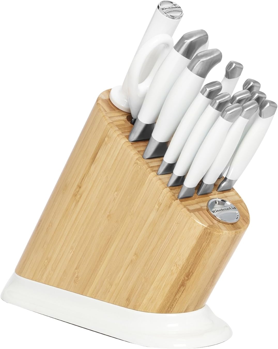 KitchenAid 14Piece Iconic Stainless Steel Knife Block Set, Frosted Pearl