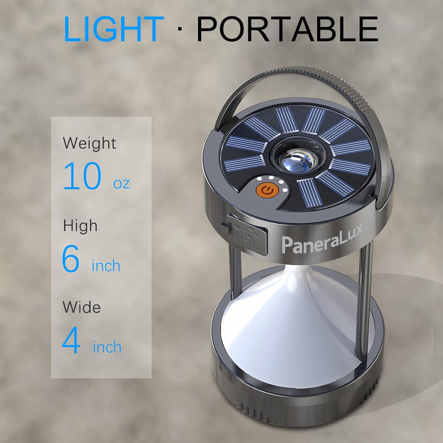 Camping Lantern Rechargeable, USB & Solar Powered LED Camping Tent Lights with 1800mAh, Electric Lantern Flashlight for Camping/Hiking/Fishi ng/Hurricane/Emerge ncy