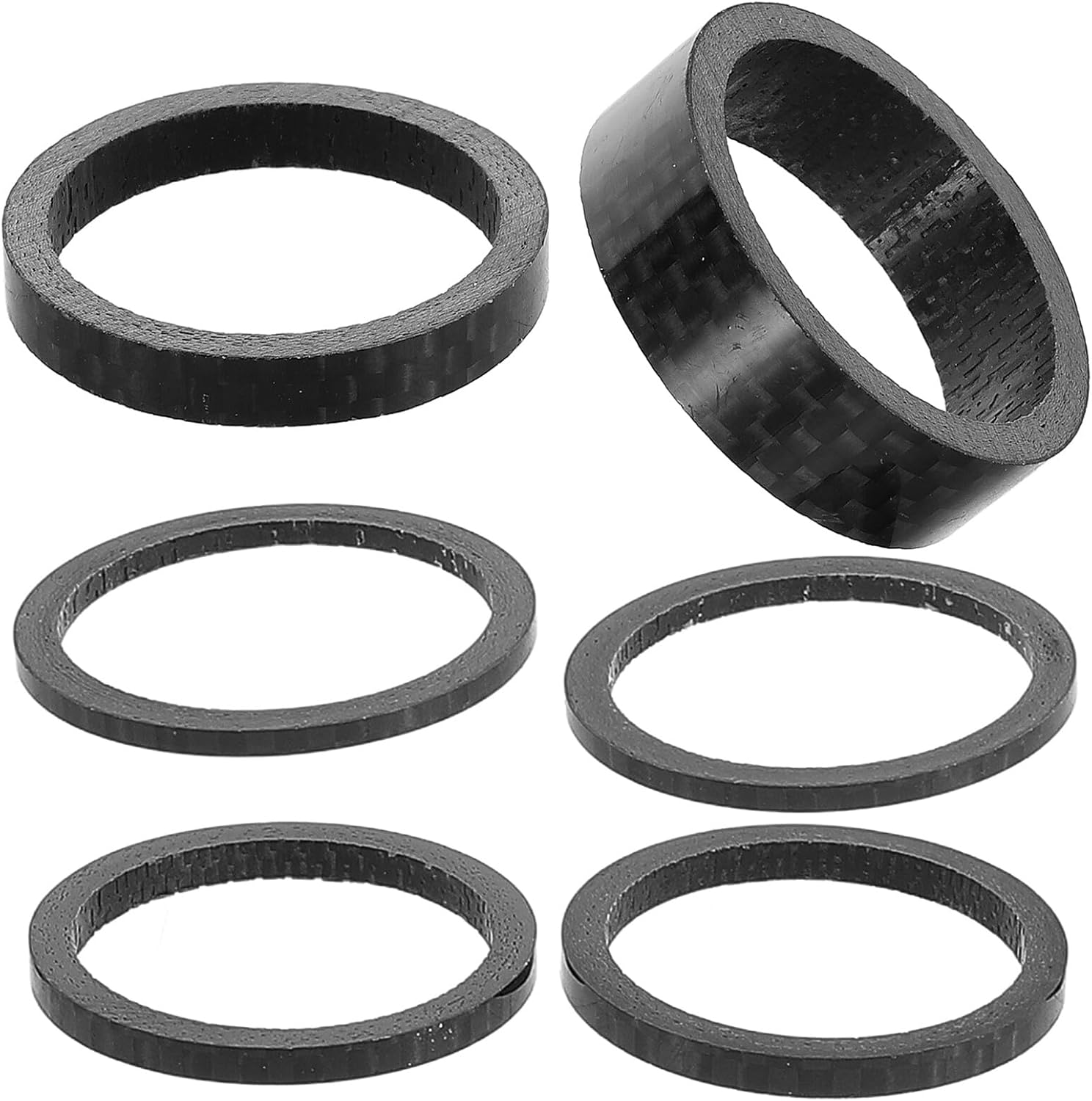 Cabilock 6pcs Carbon Fiber Headset Spacers Bike Stem Replaceable Washer Set 2mm/3mm/5mm/10mm for Road and Mountain Bikes Cycling Accessories
