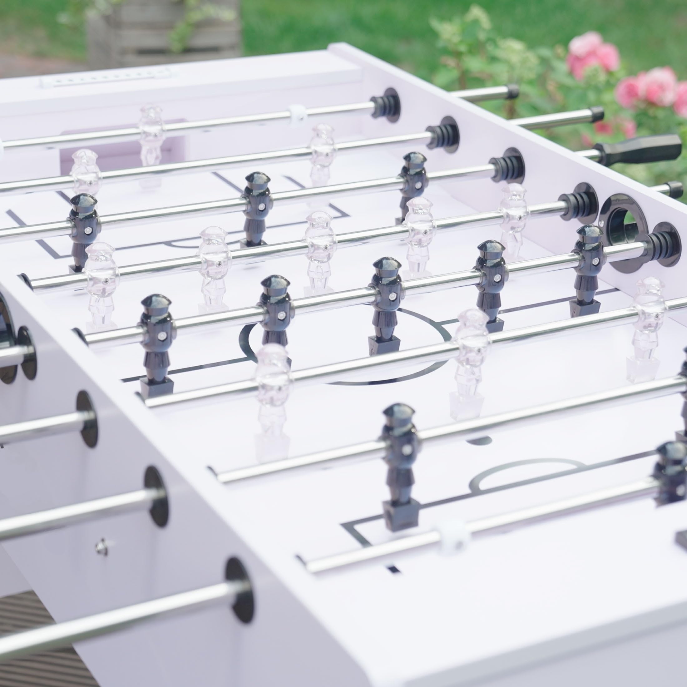 Kickertisch Outdoor Stadium Pro, Outdoor Fußballtisch wasserfest in Turniergröße, Outdoor Kicker Profi für draußen und drinnen 138,2 x 72,1 x 88 cm
