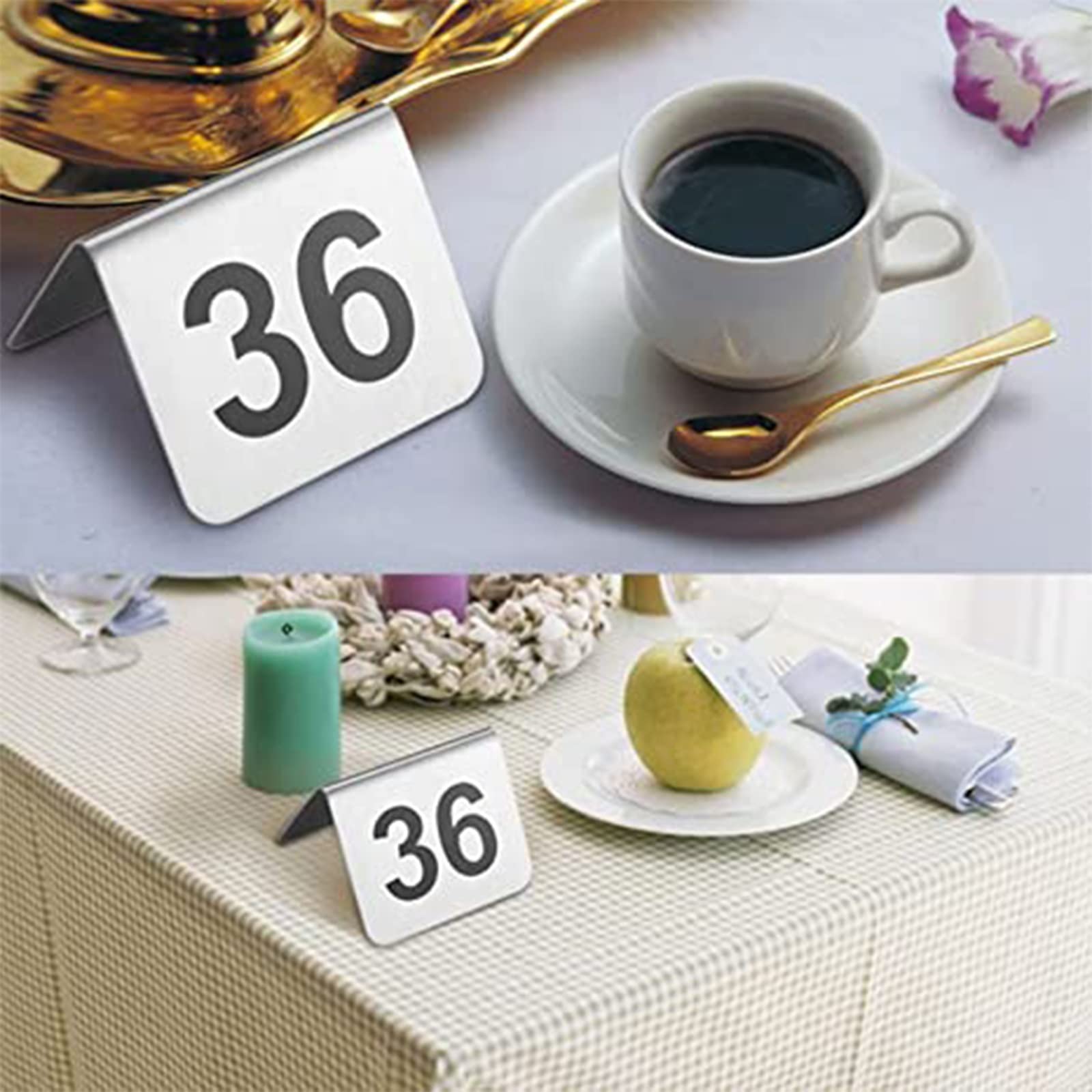 Hochzeitstischnummern, Edelstahl-Nummernzelt-Tischnummer, Tischnummernschild Arbeitsplatte Digital Mahlzeit Nummernschild Esstisch, für Restaurants Cafés Bars ( Color : White , Size : 1 to 100 pieces
