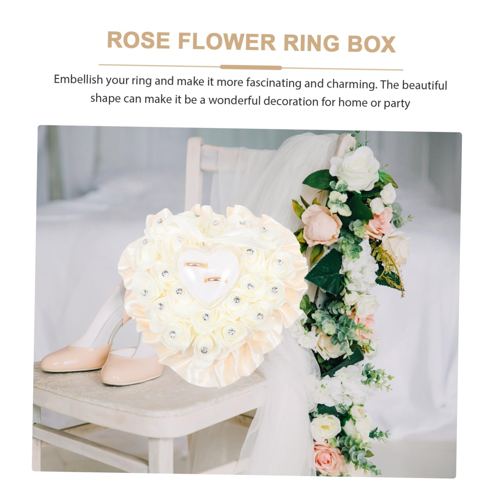 STOBAZA 3stücke Flower Box Eleganter Ringkissen-ringhalter Für Hochzeiten Romantische Schmuckaufbewahrung Herzförmig Mit Kunstblumen Für Verlobung Und Jubiläen