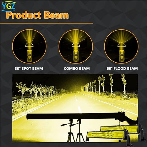 Miniatura 7 de Barra de luz LED curvada 7D, barra LED amarilla 4X4, camión, ATV, techo de coche, barra de luz antiniebla ámbar, 52 pulgadas