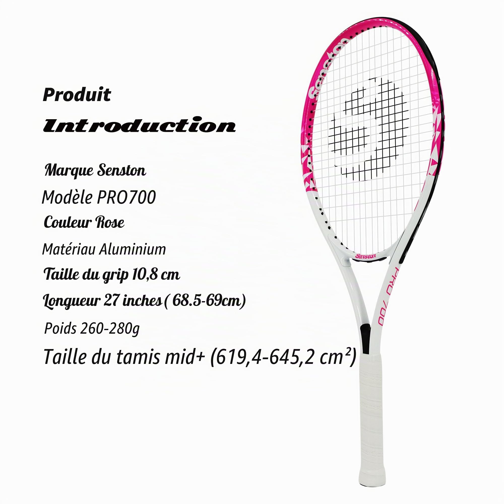 Raquette de Tennis Senston 27 Pouces 68,6 cm pour Débutants Intermédiaires