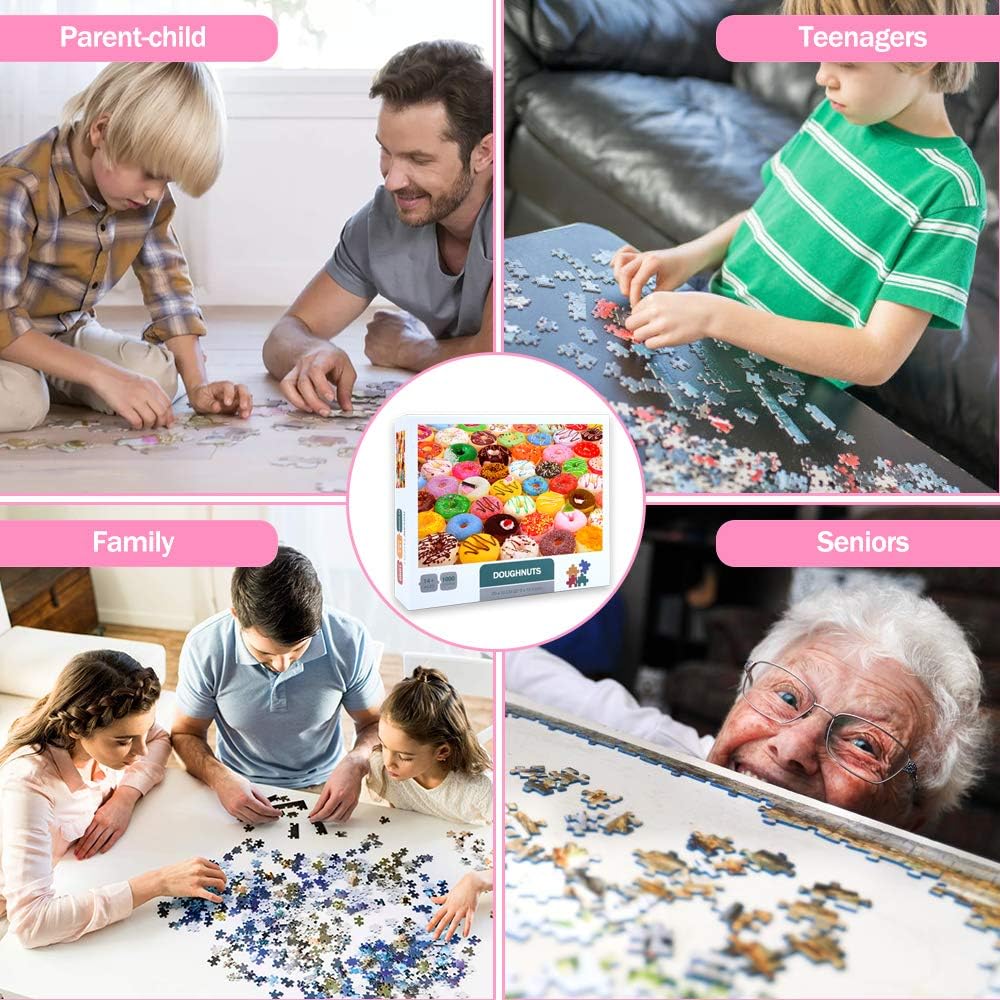 Jigsaw Puzzles for Adults, Difficult 1000 Piece Puzzles for Adults and Teens/Kids, 1000 Piece Jigsaw Puzzle, Intellectual Puzzle Toys for Family (Donuts)