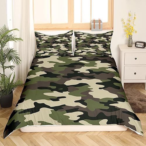 Miniatura 2 de Juego de ropa de cama de camuflaje del ejército para niños y niños, funda de edredón de camuflaje del ejército para adolescentes y hombres, funda de