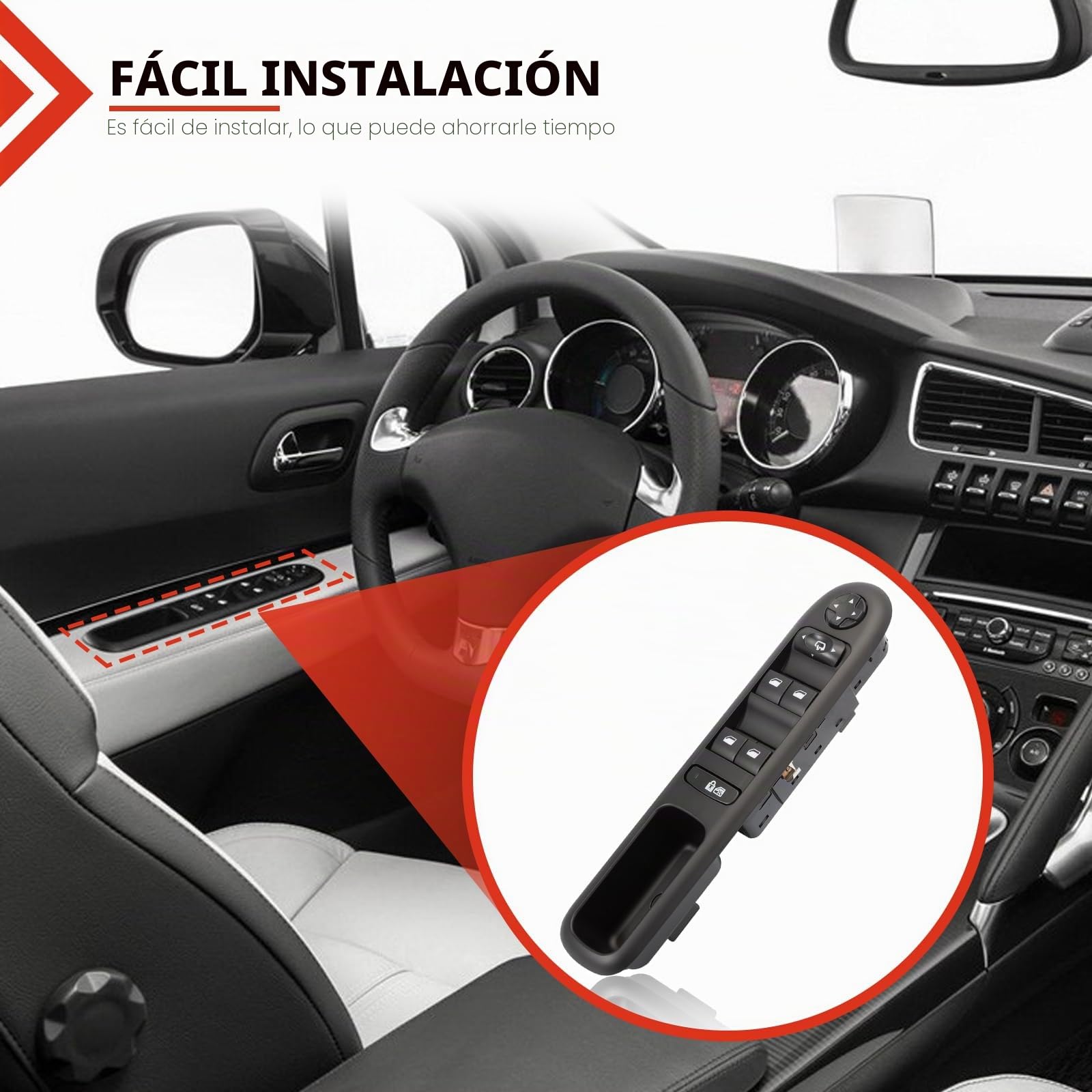 Interruptor Elevalunas Lado Conductor Para 3008 5008 6490.X6 96650621ZD Control Elevalunas Delantero Izquierdo Para 6490 X6 6490X6 Botón Elevalunas Retrovisor