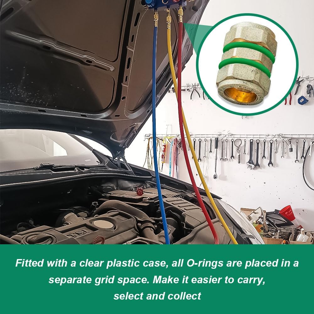 270PCS Car Air Conditioning O Ring Kit, AC Seal Kit, O Ring Assortment Kit, Universal Car Accessories Rubber Seal Gasket Washer Suitable for Car Repair, Plumbing, Air or Gas Connections