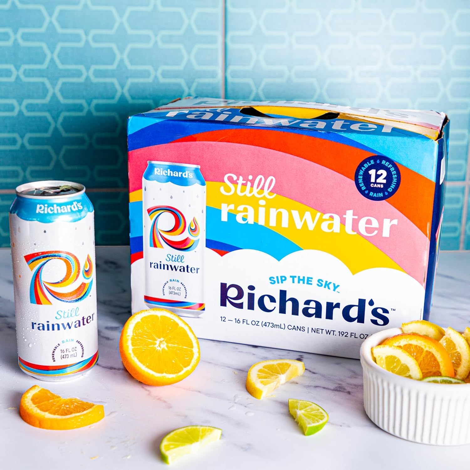 Richard's Rainwater Still Canned Water, 100% Rain, Naturally Purified Drinking Water (16 fl oz Aluminum Cans, Pack of 24) - Packaged in a Voodoux Sales Package to ensure Fast, Safe Transit
