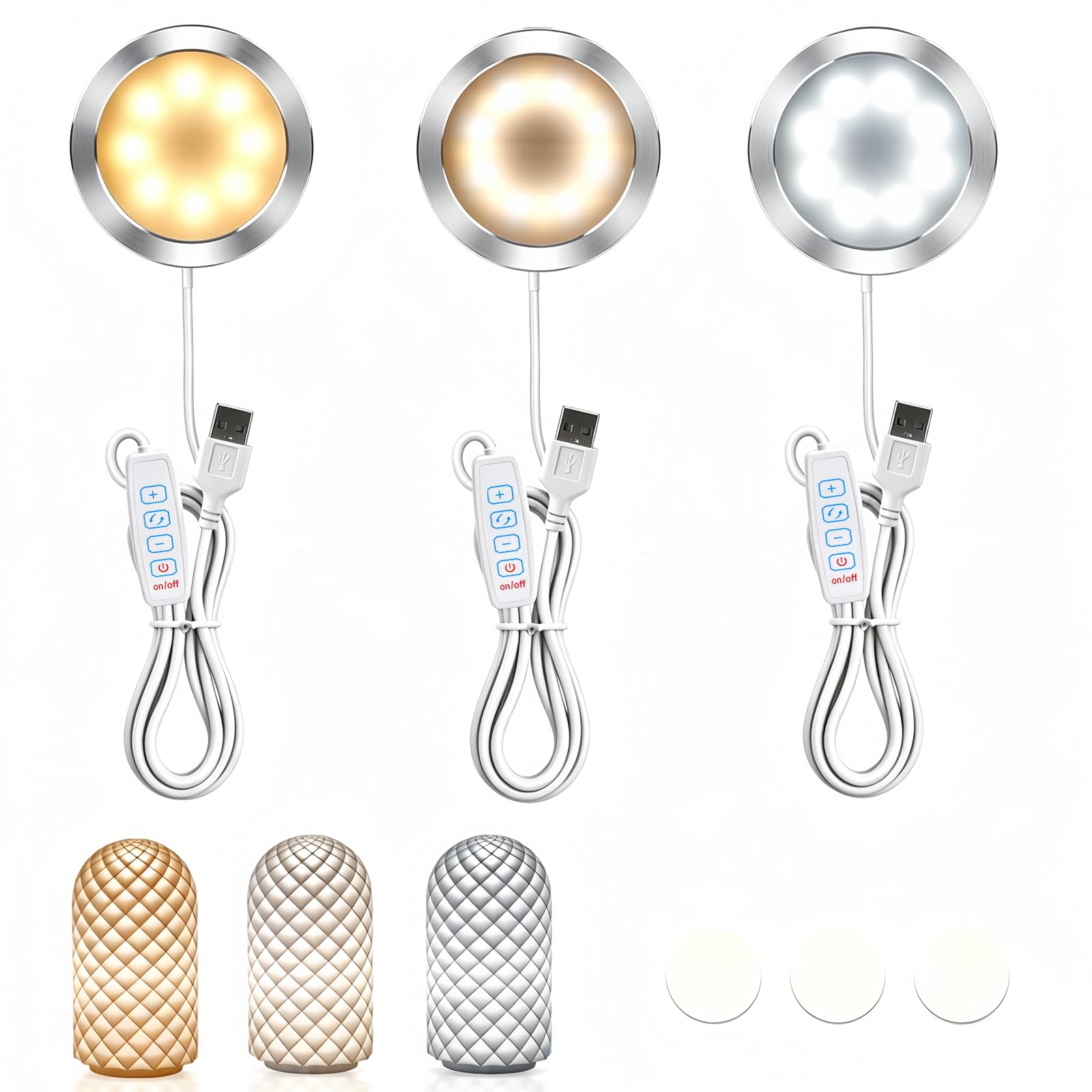 3-częściowy zestaw lamp LED do drukarki 3D 001 z 3 kolorami, zasilanie przez USB 5 V, oświetlenie LED do Bambu Lab Makerworld/część drukarki 3D / lampka nocna, zamiennik/model sprzętu DIY
