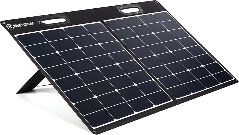 Westinghouse Panel solar portátil de 100 W para centrales eléctricas portátiles, iPhone, iPad, tabletas, portátiles, con puertos QC 3.0 USB y USB-C, salida CC, para exteriores, camping, vehículos recreativos y viajes