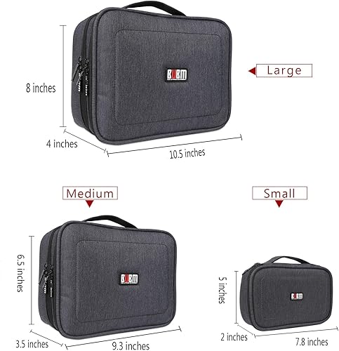 Miniatura 7 de Maleta organizadora Bubm. Maleta de dos niveles para viajes con bolsillo para accesorios electrónicos, Negro 3 PCS