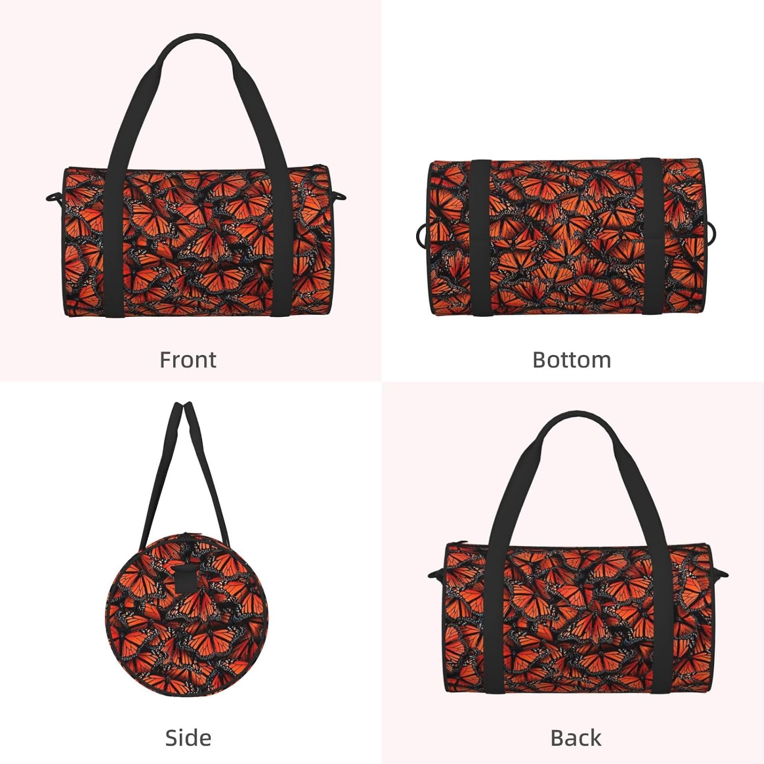 Monarch Butterflies Print Sports Tote Bag Lightweight Water-Resistant Gym Backpack Travel Supplies