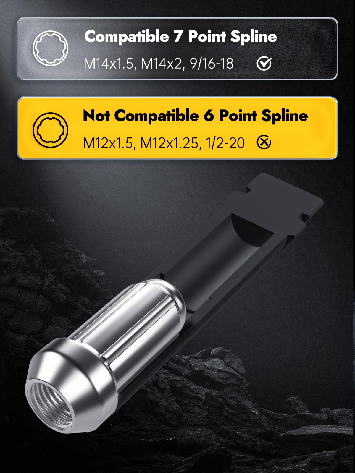 Amazon.com: MIKKUPPA 7 Spline Lug Nuts Socket Key - for 20mm Inner