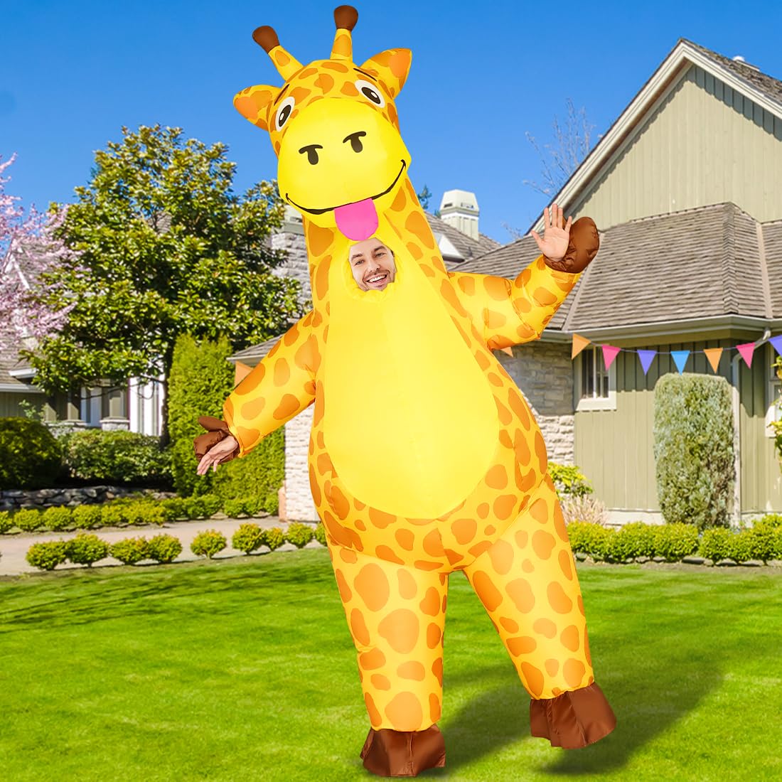 GOOSH Costume gonfiabile da giraffa per adulti, tuta intera per Halloween, tessuto traspirante, leggero e flessibile per cosplay, sfilate