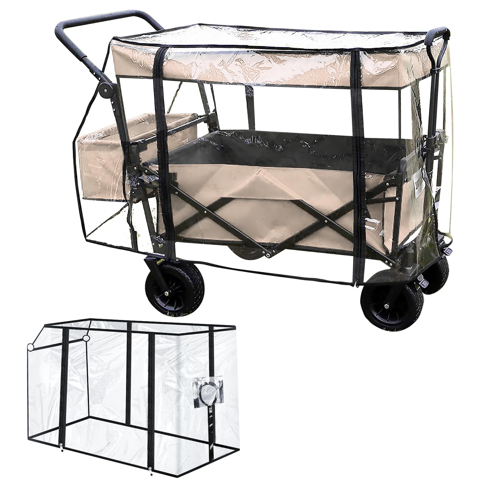 Bollerwagen Regenschutz, Regenschutzs Bollerwagen Universal, Regenverdeck Bollerwagens Transparent Faltbare Bollerwagens Zubehör für Handwagen Strand Regenschutzhülle