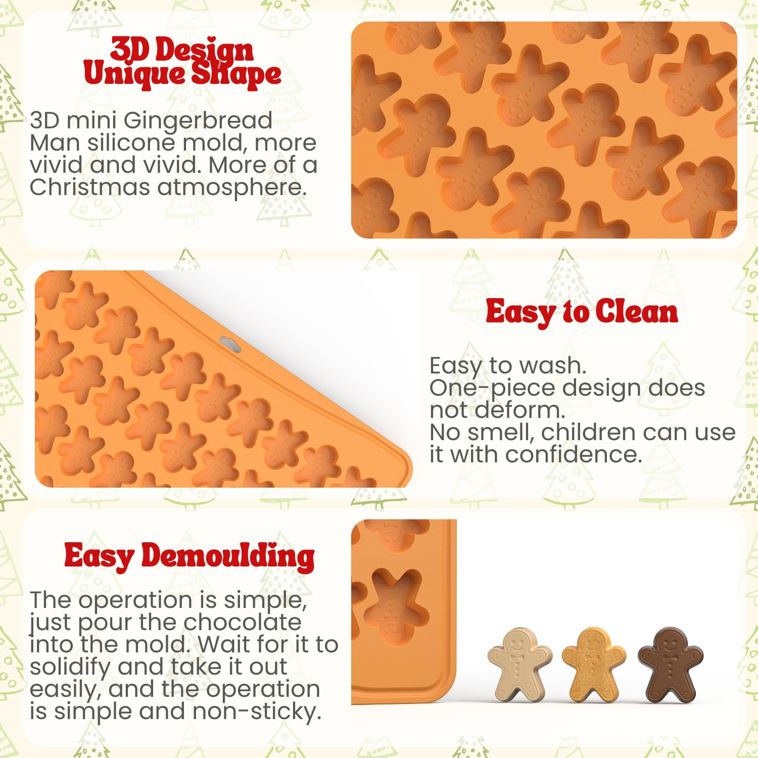 Stampini In Silicone Natalizi A Forma Di Omino Di Pan Di Zenzero - 100 Cavità, Per Biscotti, Cioccolatini, Gelatine