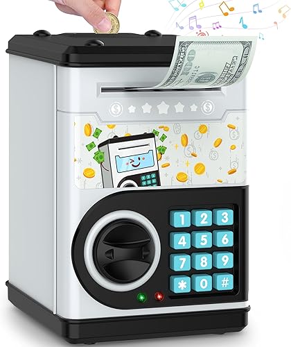 Miniatura 15 de Alcancía azul para niños, banco electrónico de monedas, tarro de dinero seguro para niños de 4 7 8 9 10 11 años con bloqueo de código de contraseña