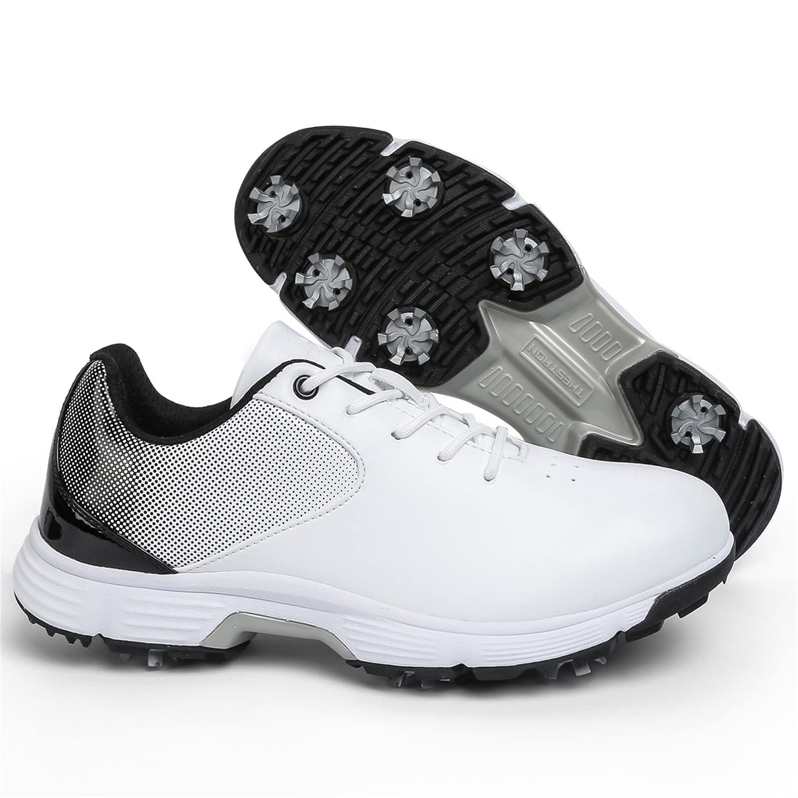 Chaussures De Golf pour Hommes avec Baskets Imperméables À Coupe Large en Cuir À Pointes Grande Taille