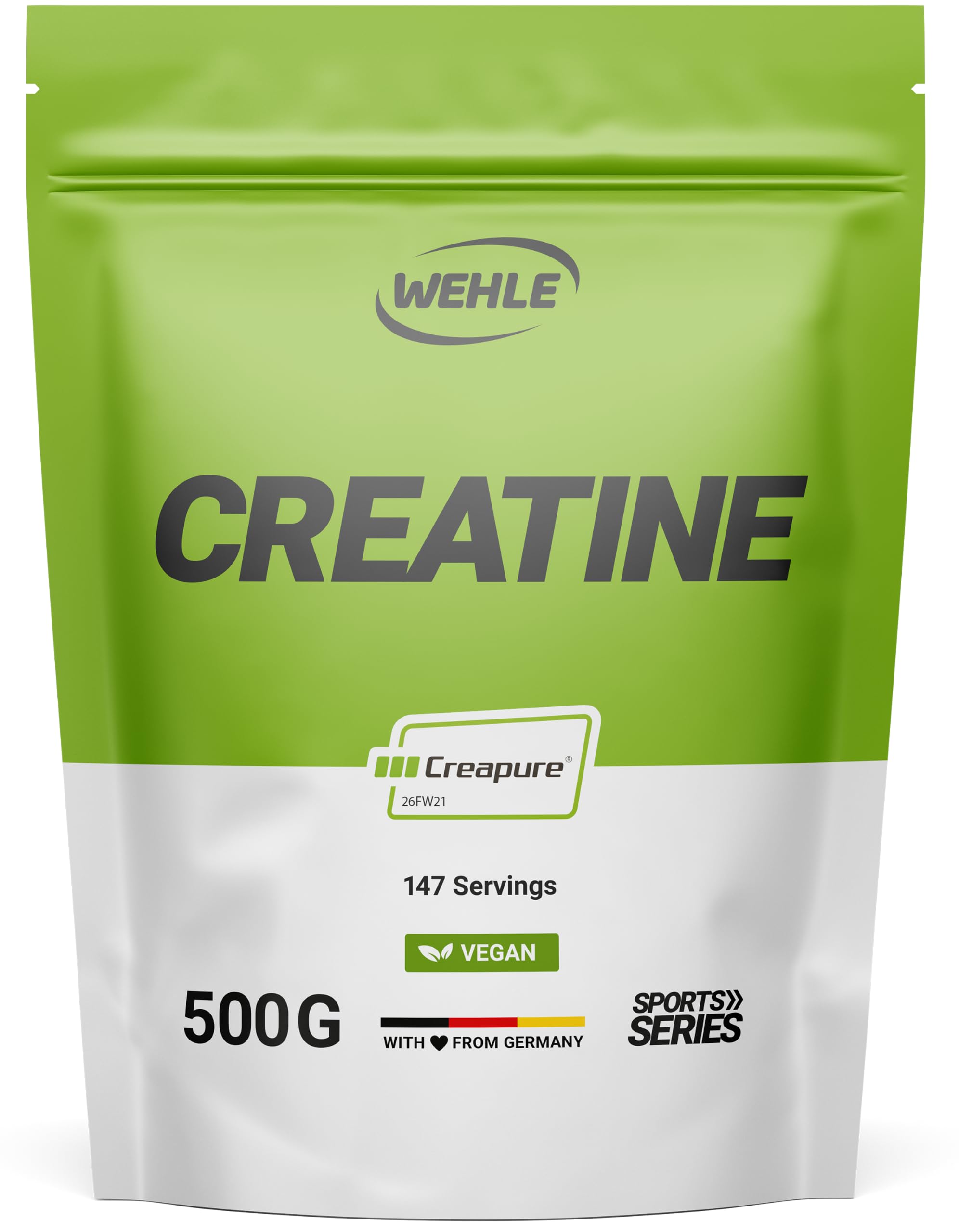 Creapure® Poudre de monohydrate de créatine 500 g - Monohydrate de créatine - Haute dose - Végétalien - Conditionné en Allemagne