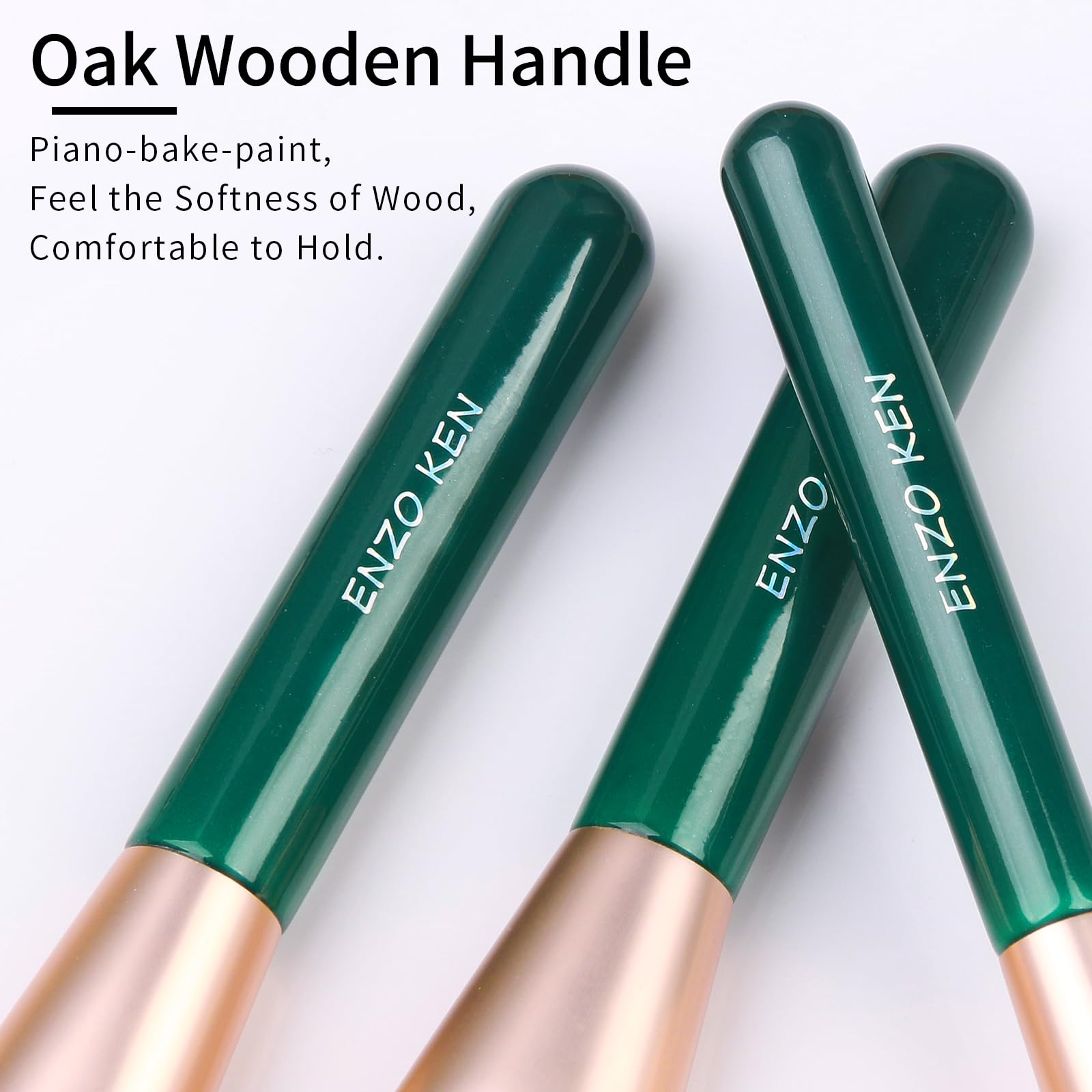 ENZO KEN Juego de Brochas de Maquillaje de Fibra Natural y Pelo de Cabra Professional, Set de Brochas de Maquillaje para Pelo Combinado con Bolso de Mano, Brochas Verde de Pelo Natural.
