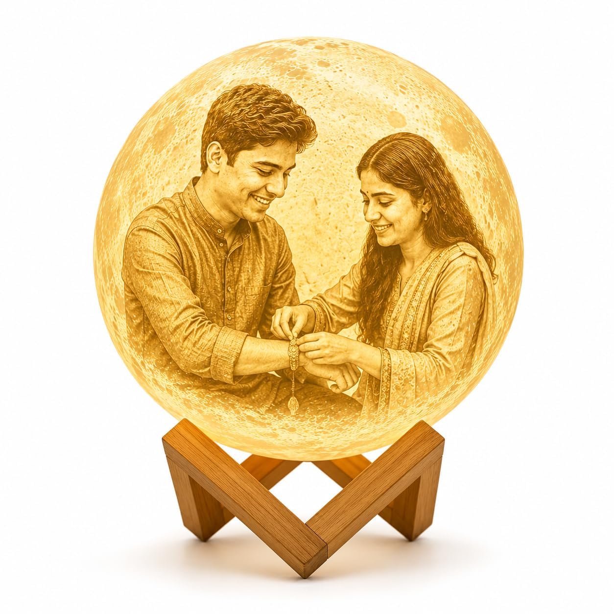 Personalized Photo LED Moon Light, Warm White, 12Cm | Customized Photo, For Bedroom Birthday Anniversary, Husband Wife Couple Special, Non-Rechargeable, With Stand-image-47