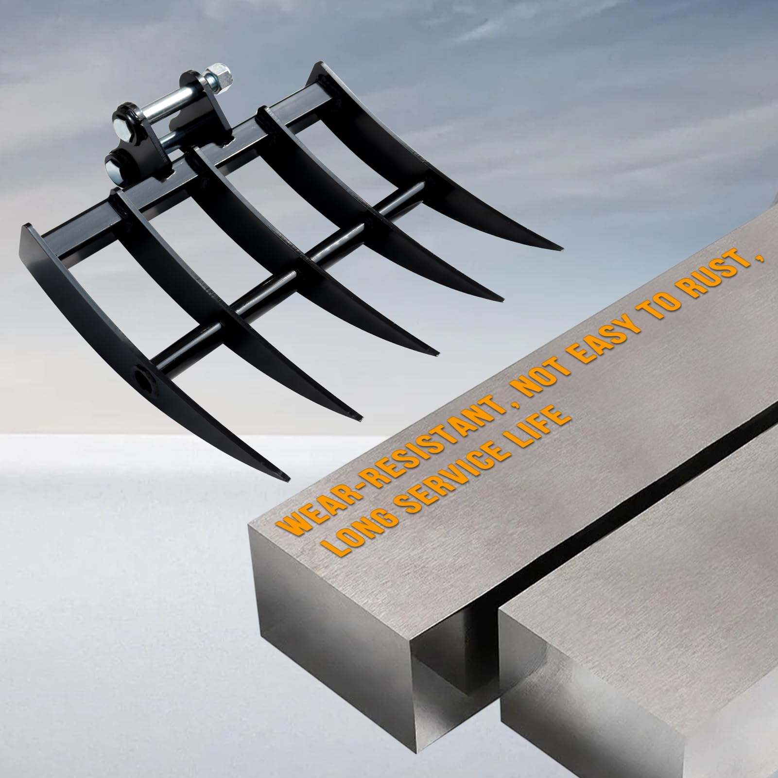 Rastrillo de excavadora de metal ancho para mini excavadoras, accesorios de excavadora con diámetro de orificio de 25 mm y envergadura de 90 mm