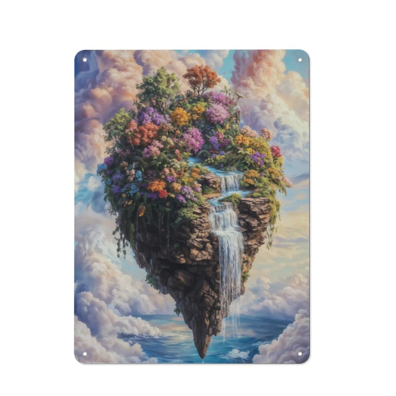 Junmoney Floating Island Waterfall Metal Sign 40X30cm With For Pub Or Café, Retro Decor, For Cooler-Month Interiors With Retro Character