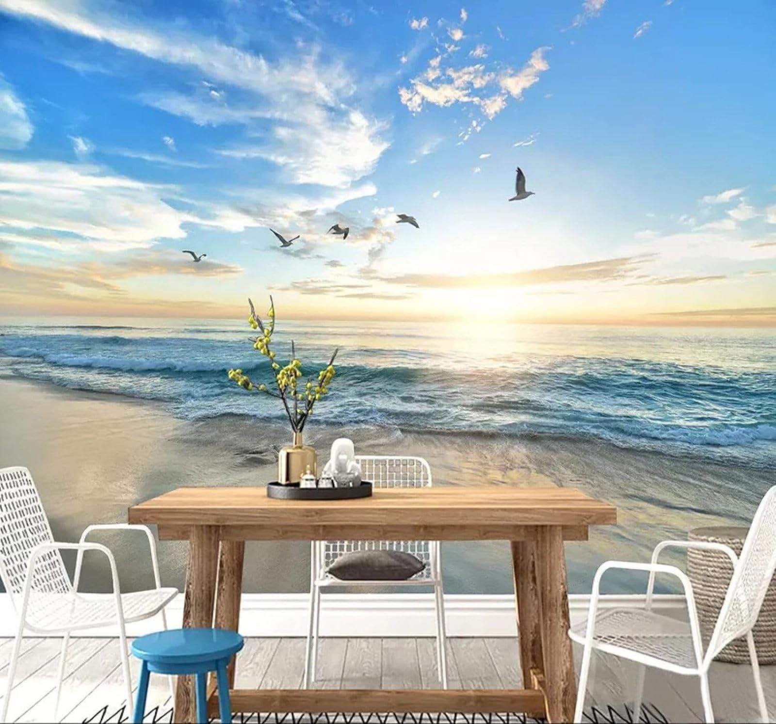 XLMING Coast Landscape Sunset Sea Beach 3D Wallpaper Luxury Home Dining Decor Paste Sofa Living Room The Wall for Bedroom Mural-430cm×300cm