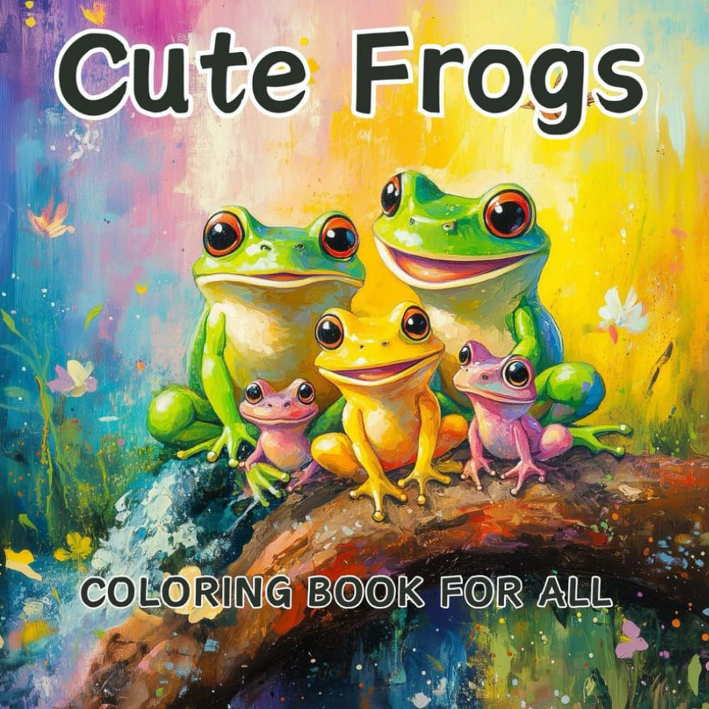 Cute Frogs Coloring Book: 50 Fun Frog Illustrations